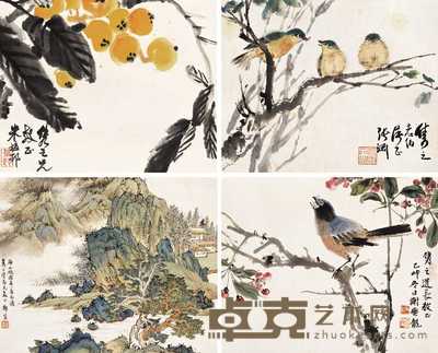 海上八家 1975-1977年作 花鸟图 册页（八开选四） 24×28cm×8